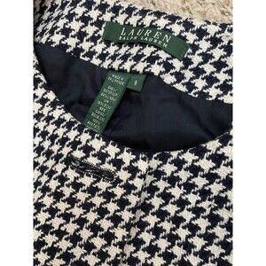 Lauren Ralph Lauren Houndstooth  button Blazer Womens Size 8 linen silk